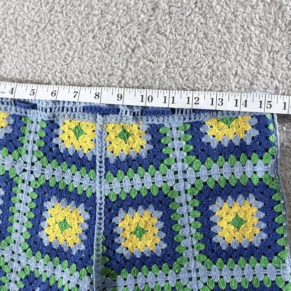 Zara Crochet Set Women Blue Yellow Small Granny Square Boho Festival Matching - Picture 13 of 16